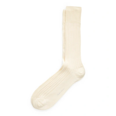 Polo Ralph Lauren Rib-knit Cotton Trouser Socks In Ivory