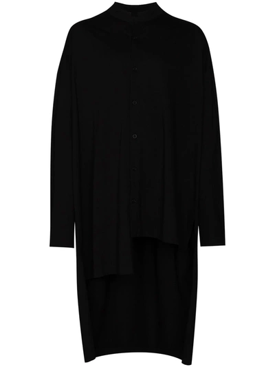 Shop Yohji Yamamoto Asymmetric Cotton Shirt In Black