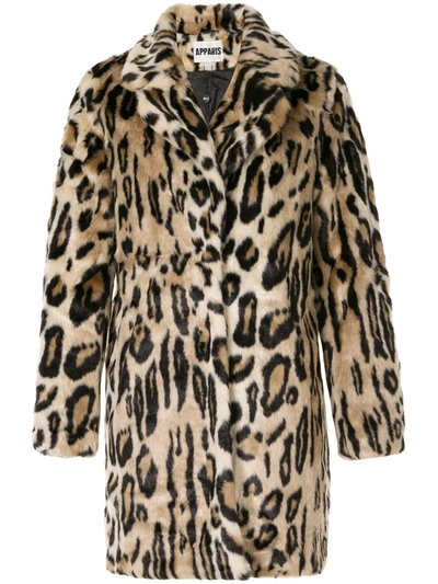 Shop Apparis Lana Leopard Faux-fur Coat In Brown