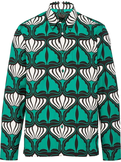 Shop Prada Geometric-print Shirt In Green