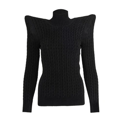 Shop Balenciaga Pagoda Turtle Neck Top In Black