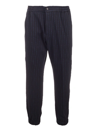 Shop Etro Straight Striped Pants In Blue