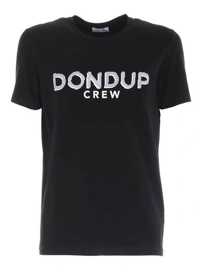 Shop Dondup Contrasting Logo Print T-shirt In Black