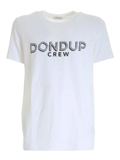 Shop Dondup Contrasting Logo Print T-shirt In White
