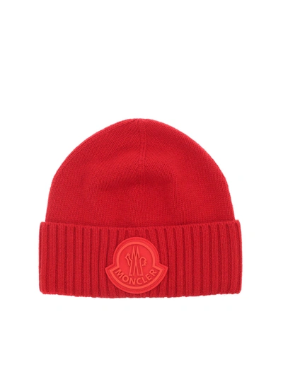 Shop Moncler Tricot Beanie In Red