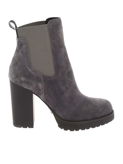 Shop Hogan H542 Chelsea Ankle Boots In Tar Color In Grey