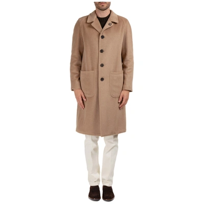 Shop Lardini Men's Wool Coat Overcoat  Easy In Beige