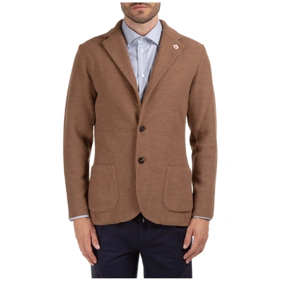 Shop Lardini Men's Wool Jacket Blazer In Brown