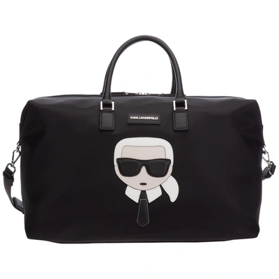 Shop Karl Lagerfeld Travel Duffle Weekend Shoulder Bag K/ikonik In Black