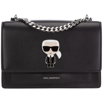 Shop Karl Lagerfeld Women's Leather Shoulder Bag  K/ikonik In Black