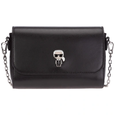 Shop Karl Lagerfeld Women's Leather Shoulder Bag K/ikonik In Black