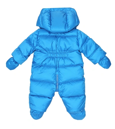 Shop Burberry Baby Hooded Snowsuit In Blue