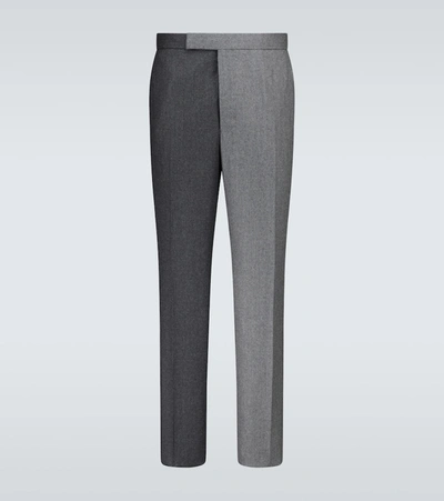 Shop Thom Browne Super 120s Flannel Classic Backstrap Pants In Grey