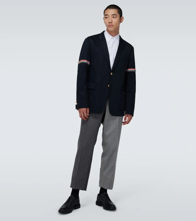 Shop Thom Browne Super 120s Flannel Classic Backstrap Pants In Grey