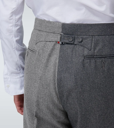 Shop Thom Browne Super 120s Flannel Classic Backstrap Pants In Grey