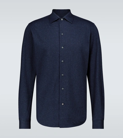 Shop Loro Piana Capri Cotton Jersey Shirt In Blue