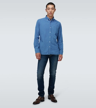 Shop Tom Ford Long-sleeved Corduroy Shirt In Blue