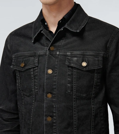 Shop Saint Laurent Washed Denim Jacket In Black