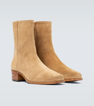 Shop Amiri Suede Squared Toe Boot In Brown