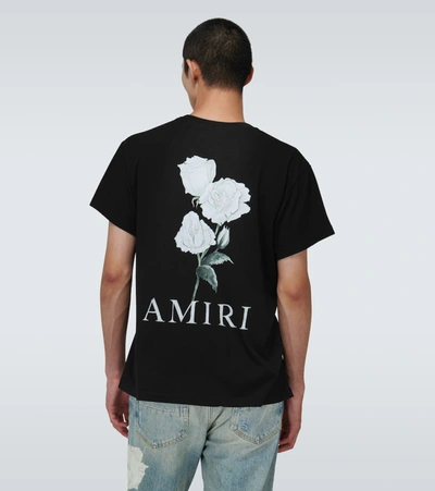 Shop Amiri Flowers Cotton T-shirt In Black