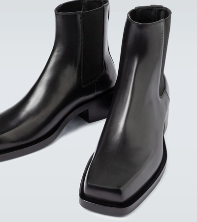 Shop Givenchy Leather Square Toe Ankle Boots In Black