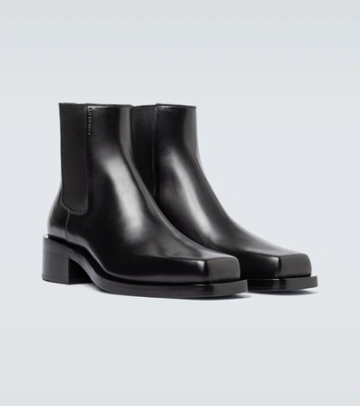 Shop Givenchy Leather Square Toe Ankle Boots In Black