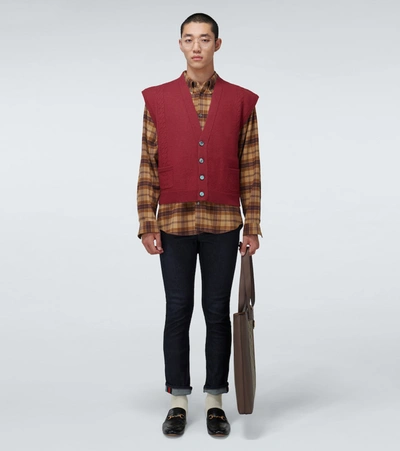 Shop Gucci Cable-knitted Wool Vest In Red