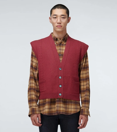 Shop Gucci Cable-knitted Wool Vest In Red