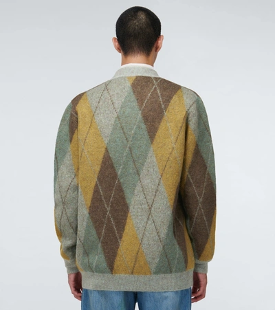 Shop Gucci Argyle Mohair Wool Cardigan In Multicoloured