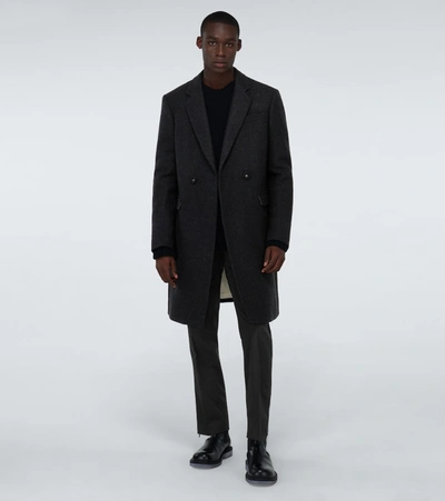 Shop Raf Simons Slim-fit Double-breasted Coat In Black