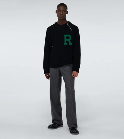Shop Raf Simons Wide-fit Pants With Ankle Zippers In Grey