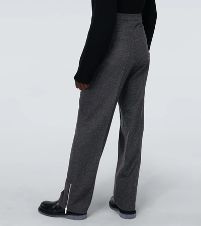 Shop Raf Simons Wide-fit Pants With Ankle Zippers In Grey