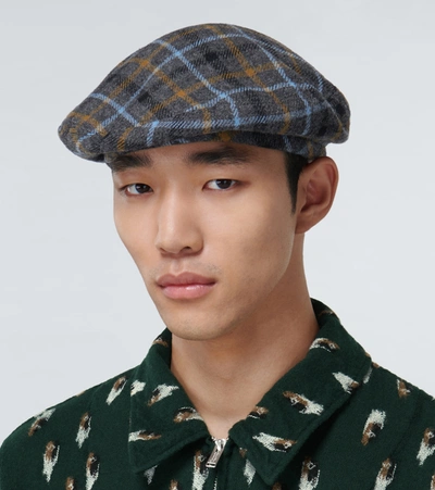 Shop Undercover Wool Checked Beret In Grey