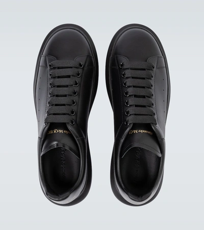 Alexander Mcqueen Black Sneakers With Logo Lettering On The Rear And Oversize Rubber Sole In Leather In Black