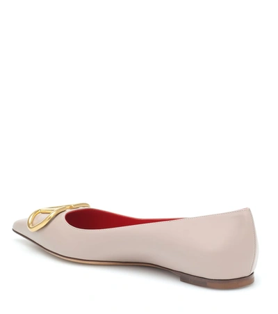Shop Valentino Vlogo Leather Ballet Flats In Pink