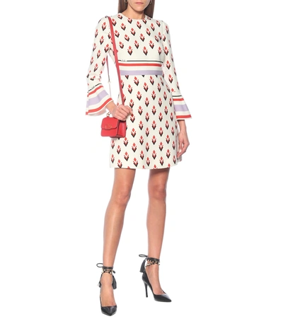 Shop Valentino Printed Wool And Silk Cady Minidress In Multicoloured