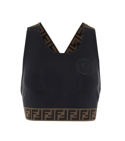 Shop Fendi Ff Sports Bra In Black