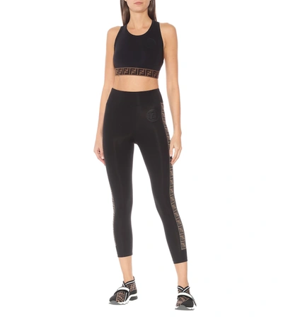 Shop Fendi Ff Sports Bra In Black