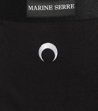 Shop Marine Serre Ribbed-knit Stretch-cotton Briefs In Black