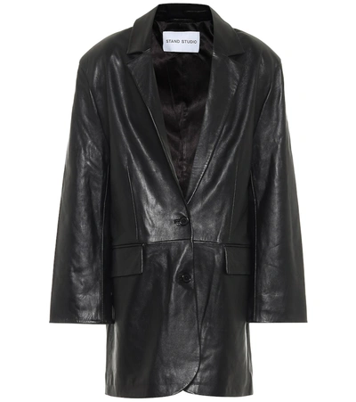 Shop Stand Studio Juniper Leather Blazer In Black