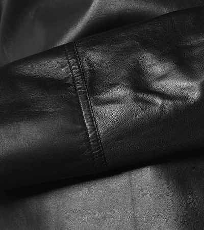 Shop Joseph Bibo Leather Mockneck Top In Black