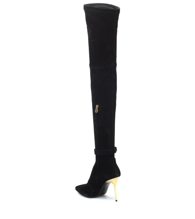 Shop Balmain Raven Over-the-knee Suede Boots In Black