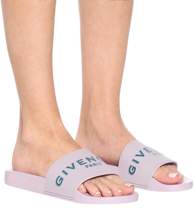 Shop Givenchy Paris Rubber Slides In Purple