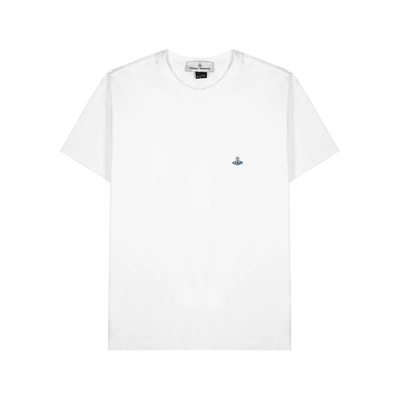 Shop Vivienne Westwood White Logo-embroidered Cotton T-shirt