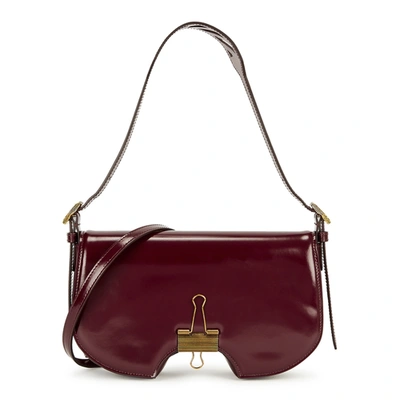 Shop Off-white Swiss Burgundy Leather Shoulder Bag