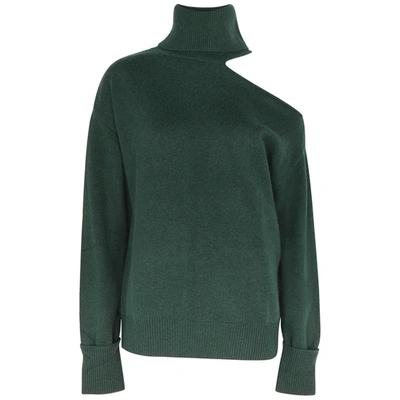 Shop Paige Raundi Green Cut-out Wool-blend Jumper In Dark Green