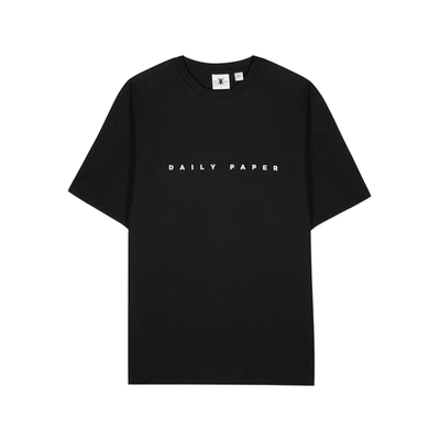 Shop Daily Paper Alias Black Logo-embroidered Cotton T-shirt