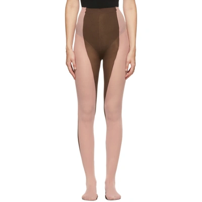 Shop Paula Canovas Del Vas Brown And Pink Bi-colored Tights In Brown/pink