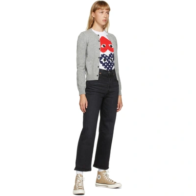 Shop Comme Des Garçons Play Comme Des Garcons Play Grey And White Heart Patch Cardigan