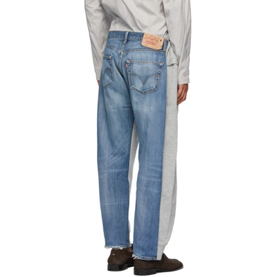 Grey And Blue Vintage Jogging Jeans Lounge Pants In Lt Grey/blu